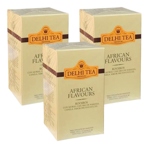 Té Delhi Tea Premium Caja X20 Saquitos Pack X3u