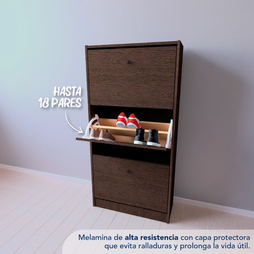 Zapatero Botinero 18 Pares Mueble Organizador Blanco Hogar Roble
