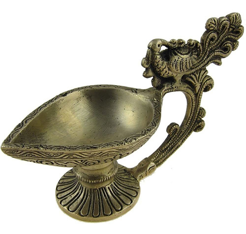 Shalinindia Brass, Lámpara De Aceite Hecha A Mano, Pavo Real
