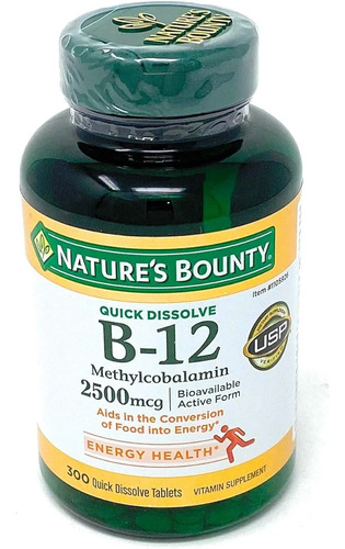 Vitaminas U S A Nature's Bounty B12 2500 Mcg 300 Sublingual