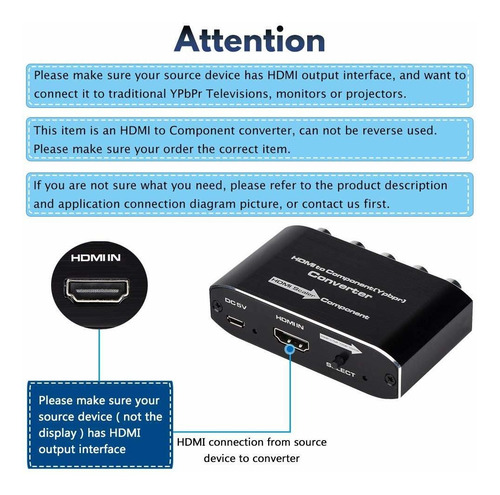 Convertidor De Hdmi A Componente Con Función De Escala...