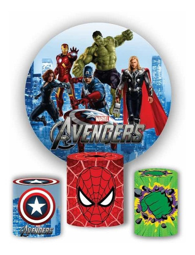 Avengers Funda Tela Mampara Circular 200cm Y 3 Cilindros