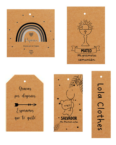 20 Tags Souvenirs Personalizados Papel Kraft Tarjetas