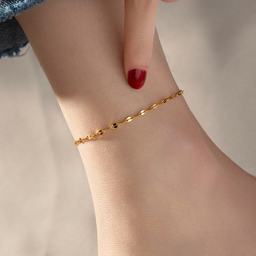 Imagen 6 de 10 de Pulseras Tobilleras Mujer Fina Cadena De Cuerpo Acero Dorada