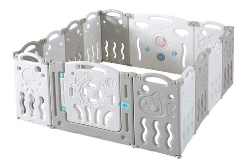 Corral De Plástico Bebés Playpen Gris 14 Paneles Plegable