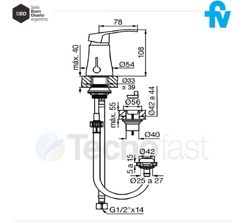 Griferia Monocomando Para Bidet Fv Arizona 189/b1 Cromo