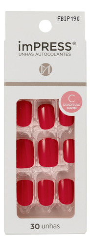 Kiss Impress Unhas Autocolantes Call My Agent Curto Cor Vermelho