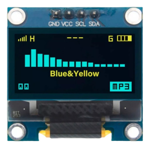 Display Oled 128x64 0.96 I2c Gráfico Arduino Azul E Amarelo