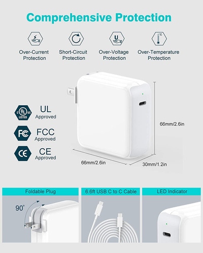 Adaptador De Corriente Charger Ifeart 67w Usb C Para Macbook