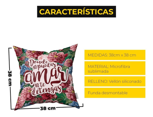 Imagen 3 de 3 de Almohadon Almohadones Decorativos De 40x40 Frida Frase
