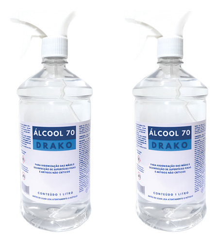 Álcoo| Líquido 7 0 Com Borrifador 2 X 1lt Desinfctante Fragrância Neutra