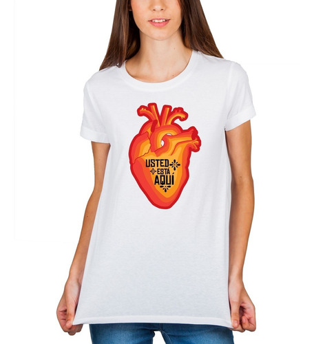 Playera Mujer Corazon Usted Esta Diseño 65 Playeras Beloma