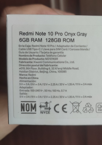 Celular Redmi Note 10 Pro 128gb 6 Ram Condición 10/10