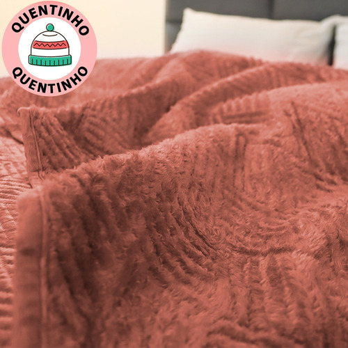 Colcha Cobre Leito Aveludado Queen Dupla Face 270x250