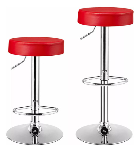 4 Piezas Bancos Giratorios Ajustables Para Barra Cuero Rojo