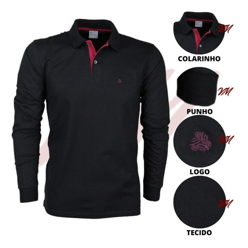 Imagem 1 de 2 de Camisa Gola Polo Manga Longa Meia Malha Sudotex Tecido Macio
