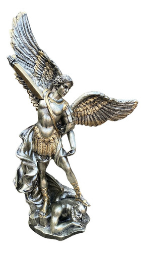 Figura Decorativa San Miguel Arcángel Plateado 35cm