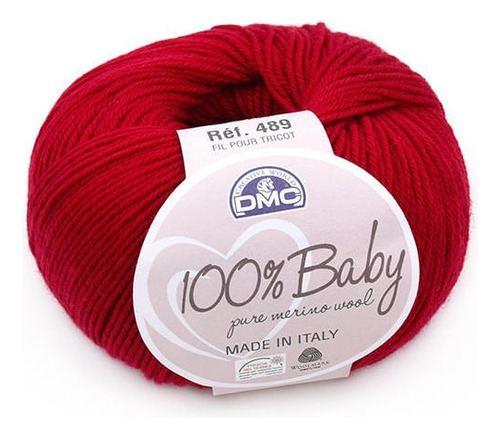 Lã Baby Merino Dmc 50g 002 Preto Cor 005 Vermelho