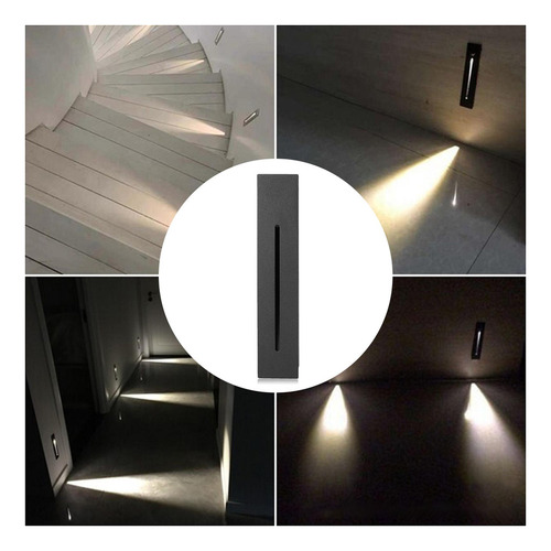 Mini Lámpara Rectangular Negra Integrada Para Escalera De Pa