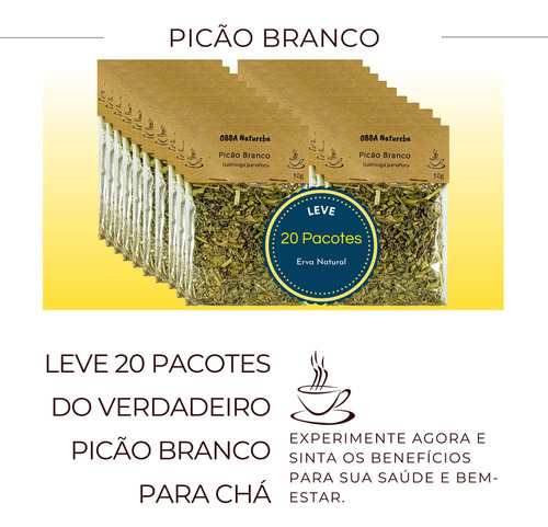 20 Pacotes Picão Branco Chá De Carrapicho | Erva 100% Pura
