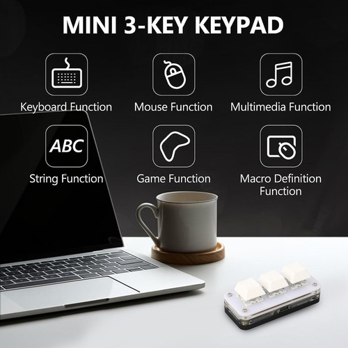 Mini Teclado Usb De 3 Teclas, Macro Programável Para Jogos M