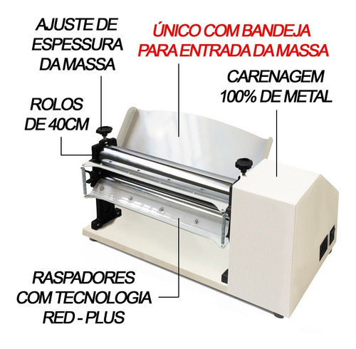 Imagem 3 de 5 de Cilindro Eletrico Massa Pizza Pão Mono Bivolt Pastel Tao