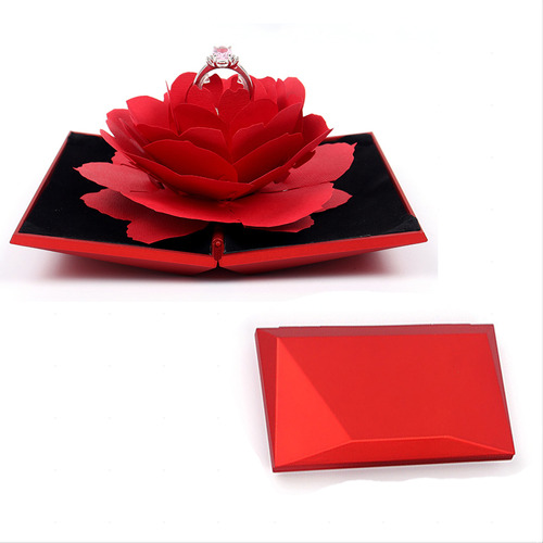 Caja Creativa De Anillos Con Flores En 3d, Caja De Regalo