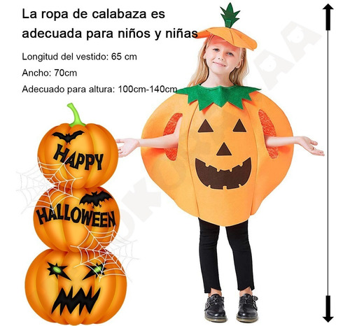 Disfraz De Calabazas Halloween Para Niños Cosplay 3pzs | Meses sin intereses