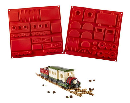 Forma Silicone Molde Trem Gourmet Confeitaria Silikomart