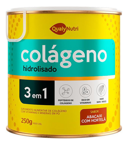 Colágeno Hidrolisado 3x1 Abacaxi Com Hortelã 250g Qualynutri