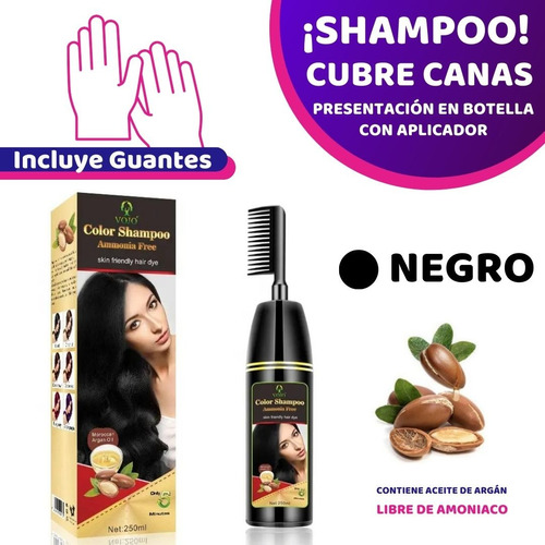 Shampoo Cubre Canas Color Negro - mL a $200