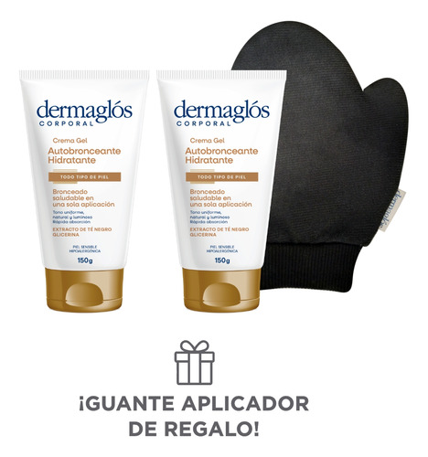 Kit Dermaglós: 2 Autobronceantes + Guante Aplicador Regalo