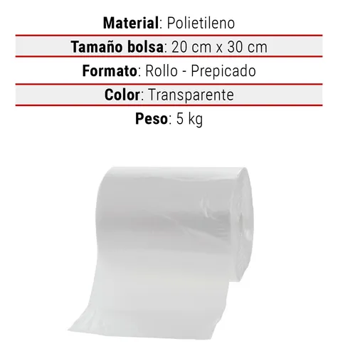 Bolsas Plásticas Prepicadas Rollo 20x30 Cm