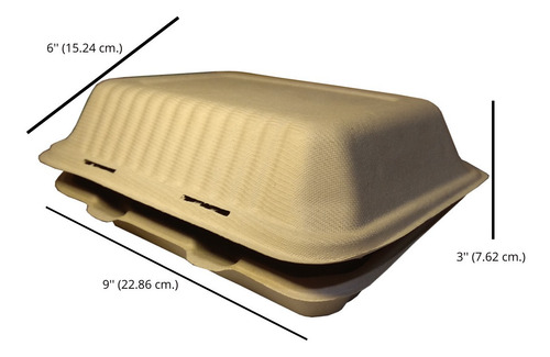 Imagen 3 de 6 de 250 Contenedores Almeja 9x6x3 Biodegradable Bagazo De Trigo
