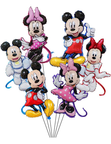 6 Pcs Minnie Mickey Party Globos, Suministros Para La Fiesta