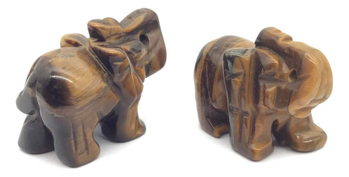 Eden 's Call 2 Figuras De Elefante De Cristal De Ojo De Tigr