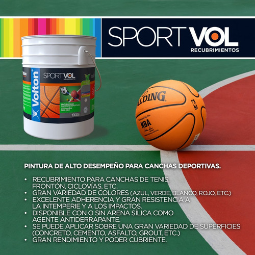Recubrimiento P/canchas Deportivas Cub 19 L Volton Rosa Verde