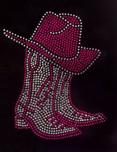 Bota Sombrero Rhinestone Hierro T Shirt Diseño Diamante