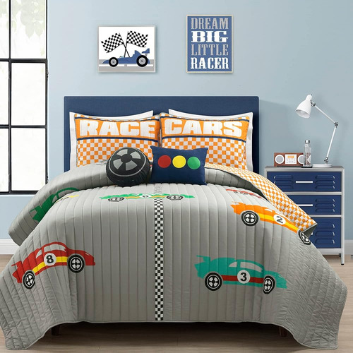 Lush Decor Racing Cars Juego De Edredón Reversible De Gran T