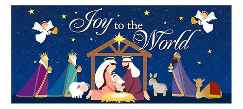 Pancarta Gigante De Navidad Para Puerta De Garaje – 1.8 X 4 Metros, Con Santa, árboles Y Texto De Felicitación