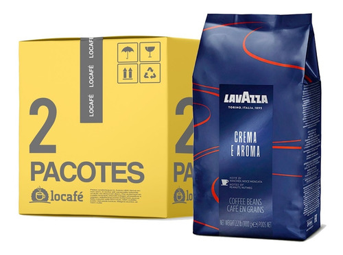 Kit 2un Café Em Grão Torrado Lavazza Crema Aroma Pacote 1kg