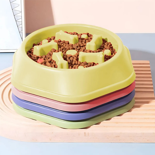 Plato De Alimentación Lenta Para Perro Comida Control De Ansiedad Color Verde