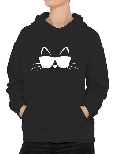 Poleron Gato Cool Fachero Moda Mujer Gatito Cat Lover