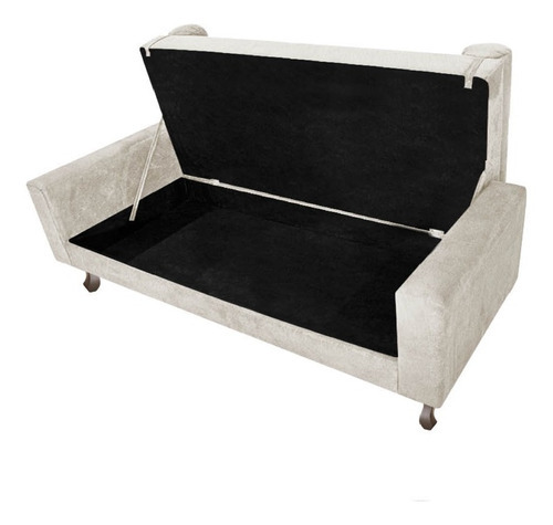 Recamier Baú Félix Solteiro 100cm Suede Bege - Doce Sonho Cor Bege