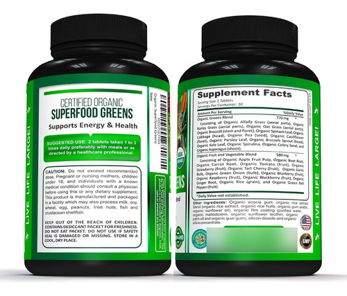 Potent Garden Paquete De 2 Superalimentos Orgánicos, Suplem