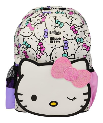Mochila Escolar Hello Kitty/ Con Capucha/ Smiggle Disney Blanco Brillante