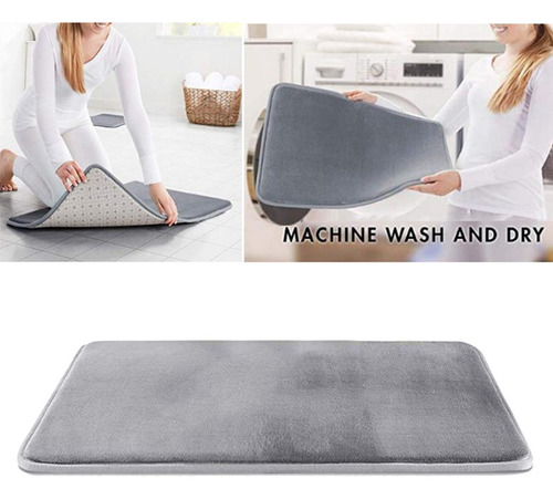 Alfombra De Baño De Terciopelo Absorbente Gris 40x60cm