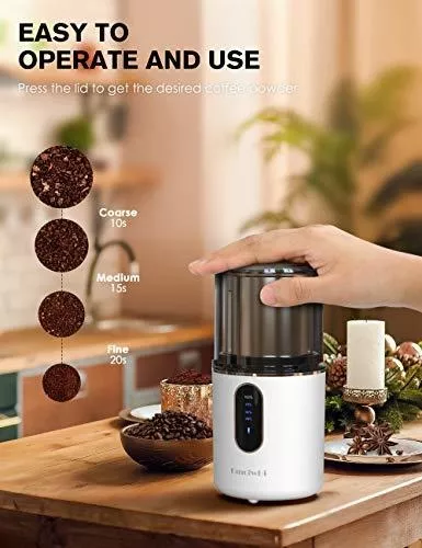 DmofwHi Molinillo de café eléctrico inalámbrico, molinillo de granos de  café recargable por USB con hoja de acero inoxidable 304 y cuenco  extraíble