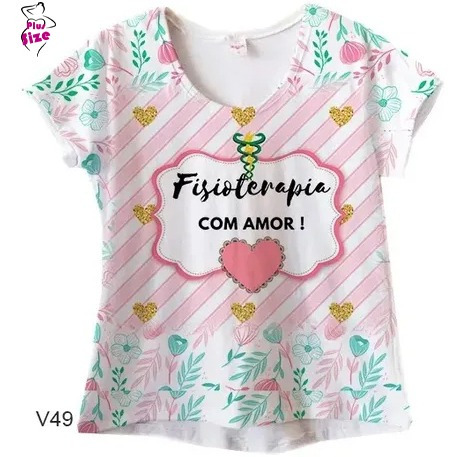 Camiseta Plus Size Feminina Fisioterapia Com Amor
