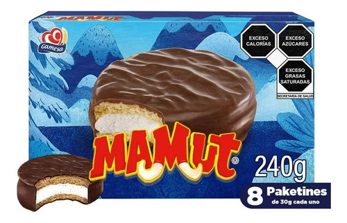 3 Pza Galletas Gamesa Mamut Con Malvavisco Y Cobertura Sabor